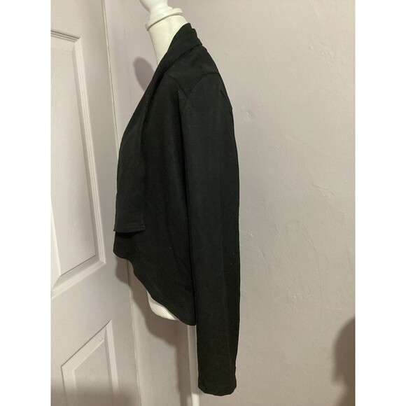 Revolve Krisa Metallic Black Navy Blue Open Front Long Sleeve Knit Cardigan - Picture 3 of 7